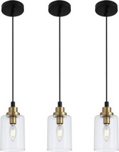 3 Pendant Lighting Kitchen Island Fixture Vintage Gold Glass Hanging Ceiling Bar - £51.88 GBP