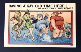 Bathing Beauty Comic Postcard &quot;Having A Gay Old Time&quot; E.L. White Artist c1940s - £7.19 GBP