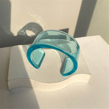 2021 Fashion Design Transparent Acrylic Resin E-shaped Bangle Bracelet for Women - £14.85 GBP