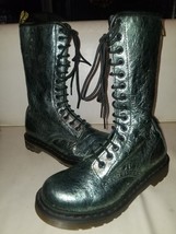 Dr Marten Metallic Green Lizard Reptile Sample 14 Eye Boot UK4 US6 One O... - $750.00