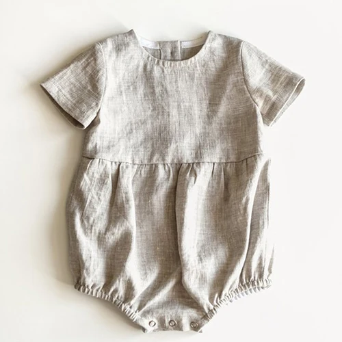 Korean Style Summer  Baby Boys Girl Romper Cotton Short Sleeve Cotton Linen Infa - £37.03 GBP