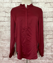 Banana Republic Womens Cranberry Red Satin Tunic Blouse Henley Popover Size S - £38.49 GBP