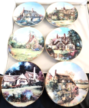 English Country Cottages 7 Porcelain Collector Plates Marty Bell Vintage 1990&#39;s - £104.39 GBP