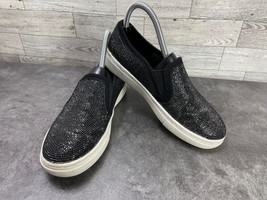 Skechers Slip On Sneakers Women 5.5M Shoes Black Crystal Studded Walking... - $27.54