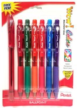 NEW Pentel Wow! Retractable Ballpoint Pens 6-PK 1.0mm Colors +1 RSVP Pen... - $7.47