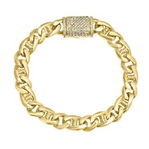 1.40 TCW Diamante Marinaio Maglia Cubana Uomo Bracciale 14k Oro Giallo - £6,662.96 GBP