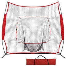 7&#39;7&#39; Softball Baseball Practice Net Hitting Batting Net Bow Frame With Bag - £47.12 GBP