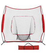 7&#39;7&#39; Softball Baseball Practice Net Hitting Batting Net Bow Frame With Bag - £47.07 GBP