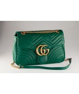 Gucci GG Medium Marmont Matelasse Green Leather Shoulder Bag Gold HW Dus... - €2.083,47 EUR