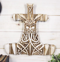 Norse Thor Viking God Of Thunder Mjolnir Hammer Wall Decor Plaque Figurine - £29.56 GBP