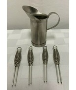 Vintage 2 Oz. Stainless Steel Butter Sauce Pitcher And 4 Holders Japan - $23.84