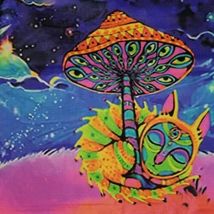 Tapestry Astronaut & Cat Critter 5 ft x 4 ft Black Light Activated Home Decor image 3
