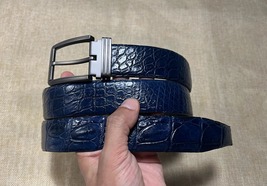 Size 40&quot; Genuine Navy Blue Belly Alligator Crocodile Skin Belt Width 1.3&quot; - $58.99