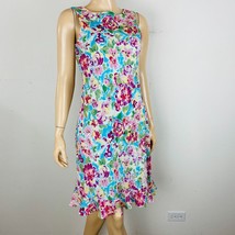 Talbots Kids Colorful Floral Print Sleeveless Girl&#39;s Size 18 Ruffle Hem Dress - £18.04 GBP