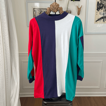 Vintage 90s Whitefish Bay Colorblock Stripe Mock Neck L - $456.30 MXN