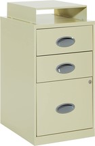 Osp Home Furnishings 3 Drawer Locking Metal File Cabinet In Tan With Top Shelf. - £192.38 GBP