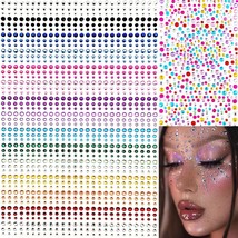 1575 Pieces Eye Face Gems Self Adhesive Rhinestone Stickers for Makeup Rainbow G - £17.48 GBP