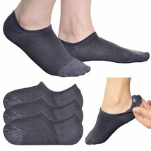 3 Pairs Invisible No Show Socks Non Slip Loafer Low Cut Cotton Unisex Grey 9-11 - £11.98 GBP