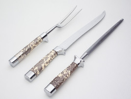 Vintage Stainless Steel Meat Carving 3 Pc Set Knife Fork Honing Steal 1950S - £7.62 GBP