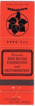 Matchbook Cover Manisphere Red River Exhibition &amp; Oktoberfest Winnipeg Manitoba - £1.68 GBP