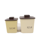 Vintage 70s Mid Century Modern MCM Pair (2) of Canisters Lids Flour Suga... - $54.09 CAD