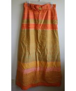 Vtg Orange Yellow Bow Waist Textured Woven Maxi Skirt Handmade? - $58.90