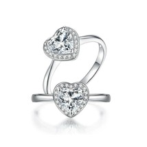 Heart Halo 1 Carat Moissanite Diamond Ring Engagement 14k White Gold Finish - £195.05 GBP