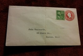 000 Unpostmarked Envelope W/ 1 Cent Green Washington 2 Cent Red Prepaid ... - £4.68 GBP