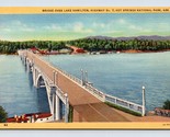 Lake Hamilton Bridge Hot Springs National Park Arkansas UNP Linen Postca... - $2.92