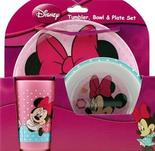 Minnie Mouse 3 Piece Dinner Set - Plate, Cereal Bowl And Cup - $14.99