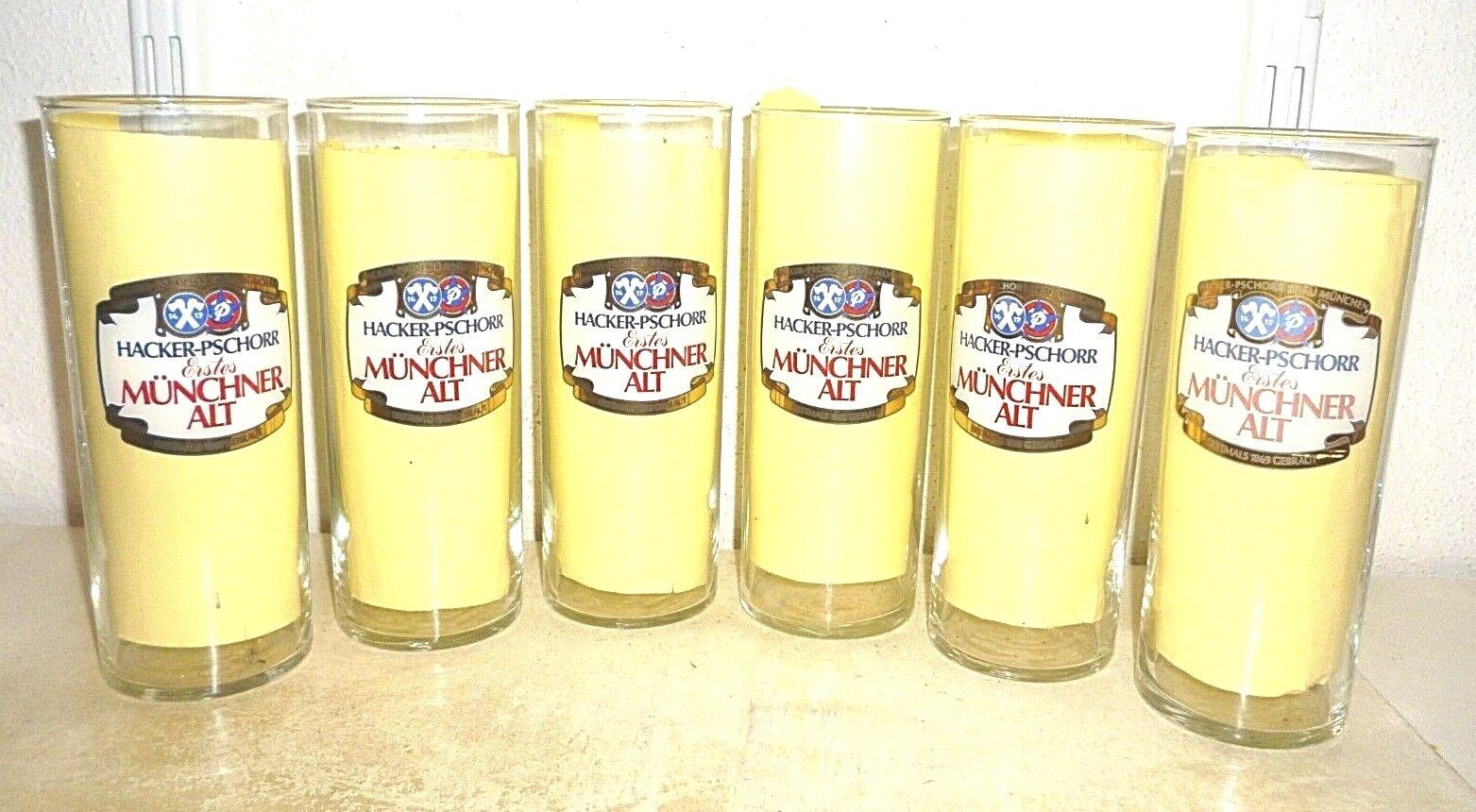 6 Hacker Pschorr Munich Munchner Alt Altbier German Beer Glasses - $39.95