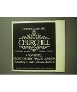 1970 Loew&#39;s The Churchill Hotel, London Advertisement - Opening May 1, 1970 - £14.55 GBP