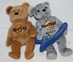 Hard Rock Cafe Isaac Beara Las Vegas Atlanta Guitar Plush Bear Lot 2 Sof... - $15.67