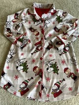 Peanuts Girls Gray White Red Snoopy Charlie Brown Christmas Nightgown XS 3-4 - £9.79 GBP