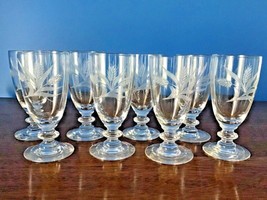Hawkes Wheat Juices Set 8 Signed AMERICAN Brilliant Period Cut Glass  - $107.53