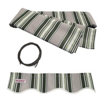 ALEKO Fabric Replacement For 8x6.5 Ft Retractable Awning Multistripe Gre... - £33.72 GBP