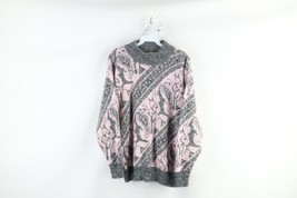 Vintage 90s Streetwear Womens Large Abstract Paisley Knit Mock Neck Swea... - $39.55