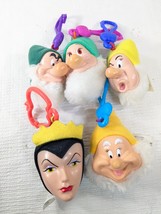 Vintage McDonald&#39;s Happy Meal Toy Snow White Clips Backpack Plush Key Chains set - £11.11 GBP