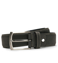 Fashion casual belt on vegan leather perforated with square buckle &amp; tapered tip - £34.90 GBP
