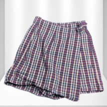 White Stag Women’s Plaid Cotton Shorts Size 6 Khaki Purple Blue - $219.63 MXN