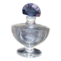 Guerlain Paris Perfume Bottle Vintage Shalimar Blue Fan Signed Lid Empty Collect - $66.61