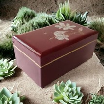 Otagiri Jewelry Box Lacquered Vtg 80s Magnolia Japan Musical Mirror Felt VIDEO - £31.79 GBP