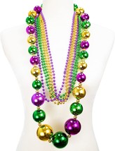 Mardi Gras 46 Jumbo Ball Bead Necklaces And 33 7mm Assorted Metallic Color Beade - $29.96