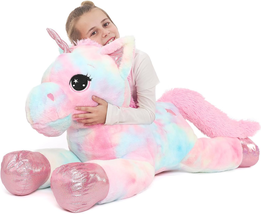 Pink Unicorn Plush Pillow 43.4&quot; Large - Soft Stuffed Animal Toy Gift for Girls - £56.59 GBP