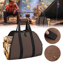 44&quot;X18&quot; Firewood Log Carrier Heavy Duty Waxed Canvas Tote Bag Camping With Strap - £24.74 GBP