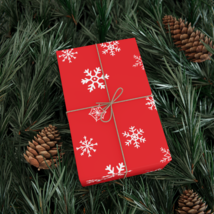 Snowflake with Red Background Gift Wrap Paper, Eco-Friendly - $12.00