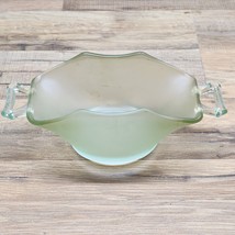 Vintage Frosted Jadite Green Glass Decorative Bowl Candy Dish - Unusual Piece - £15.25 GBP