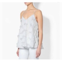 Derek Lam 10 Crosby Womens Fringe Cami Top Cotton Blend Flowy White 2 - £7.78 GBP