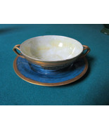 SOUP CREAM CUP WITH SAUCER GOLD AND BLUE, CUP IS RS, SAUCER IS LIMOGES [... - £43.63 GBP