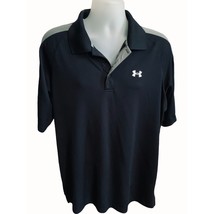 Under Armour Mens Short Sleeve Collared Black Gray Stretch Spandex Polo ... - £24.94 GBP